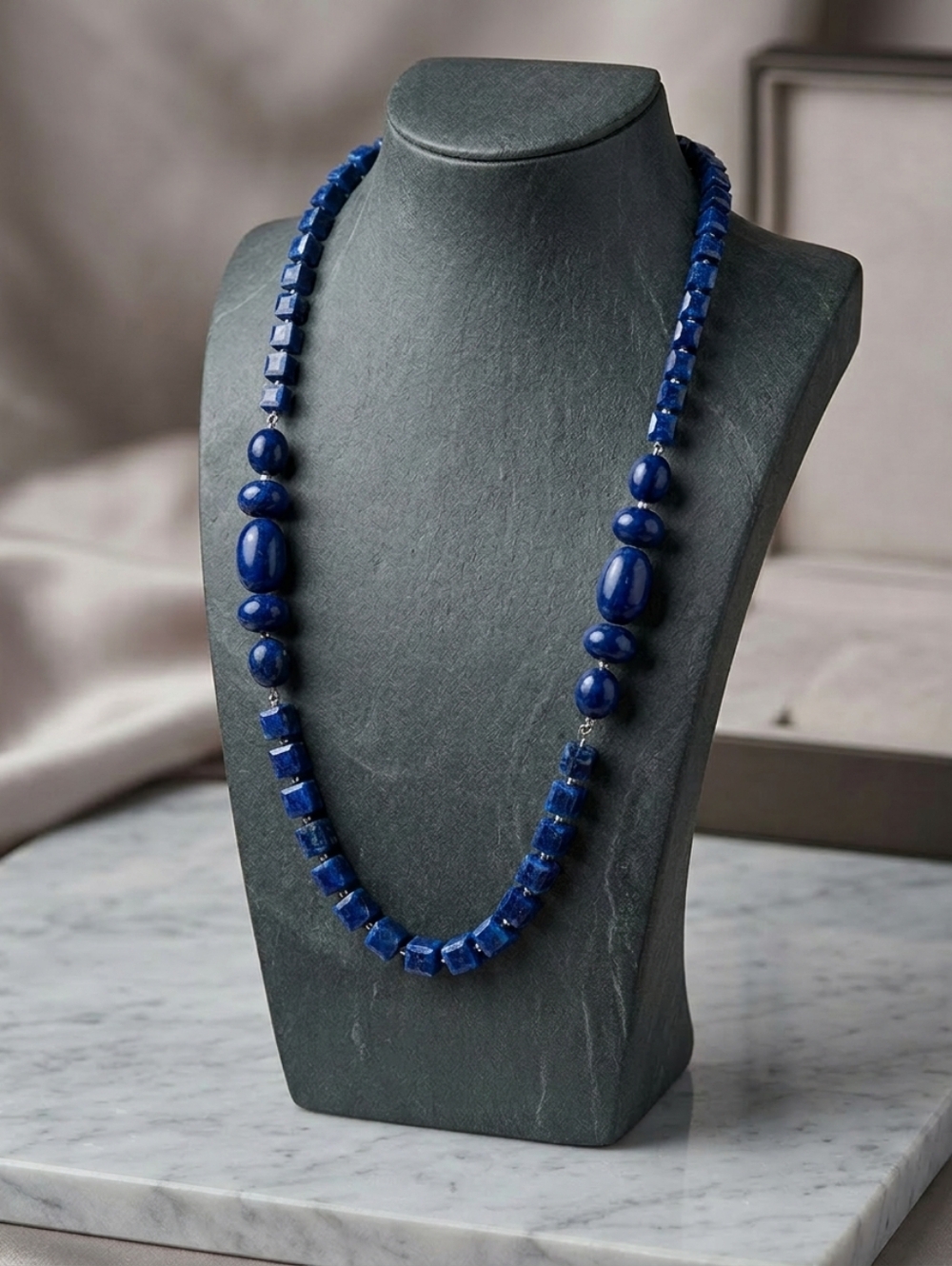 Vintage Blue Beaded Necklace